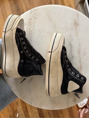 R13 Black High-Top Platform Sneakers with Cream Soles
